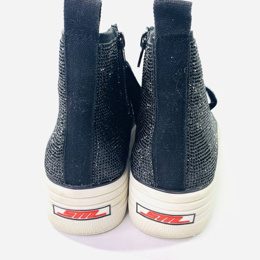 Steve Madden Berker Black Rhinestone high-top Platform Sneakers Size 9 - Picture 3 of 13